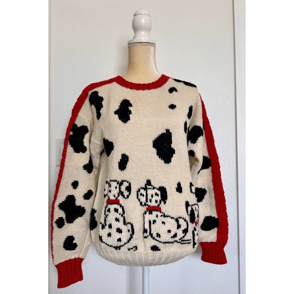 VTG Berek By Lisa Nichols Women’s Sweater Dalmatian Dogs Spots Multi Size Small